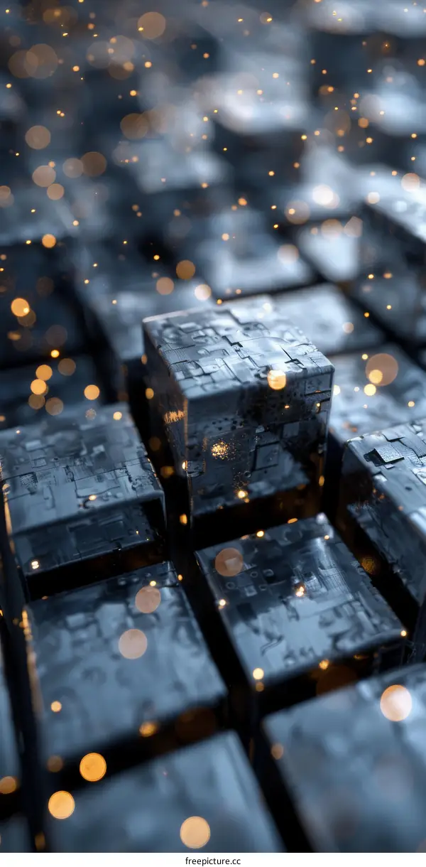 Circuit board with glowing lights