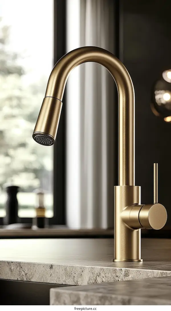 Modern Brushed Gold Kitchen Faucet
