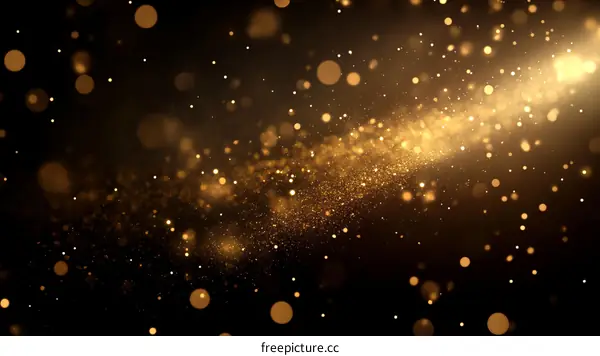 Golden Glittering Particles Abstract Background