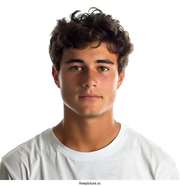 [Transparent Background PNG]Portrait of a young man with brown hair and freckles