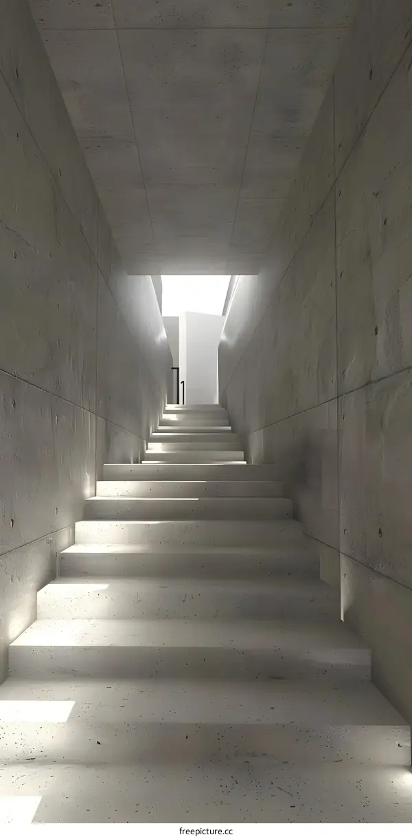 Concrete Stairs Leading Up to a Light Source