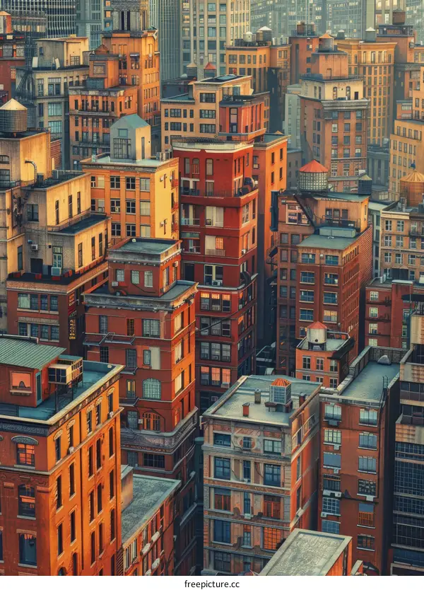 Urban Skyline of Old Brick Buildings