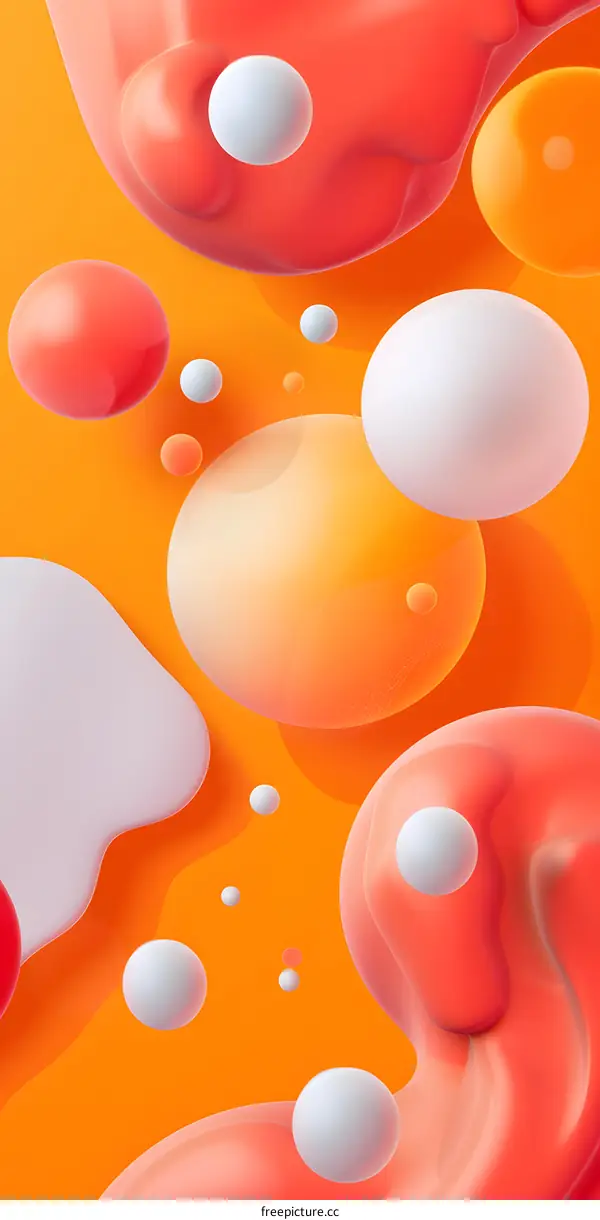 Abstract Orange and White Liquid Shapes