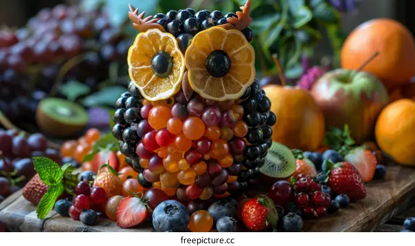 Grape Owl: A Whimsical Fruit Sculpture