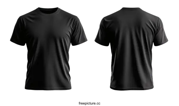 [Transparent Background PNG]Blank Black T-Shirt Mockup Front and Back View
