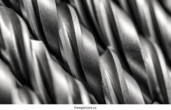 Close-up of a Collection of Metal Drill Bits