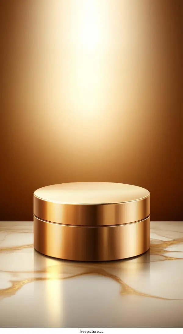 Golden Cosmetic Container on Marble