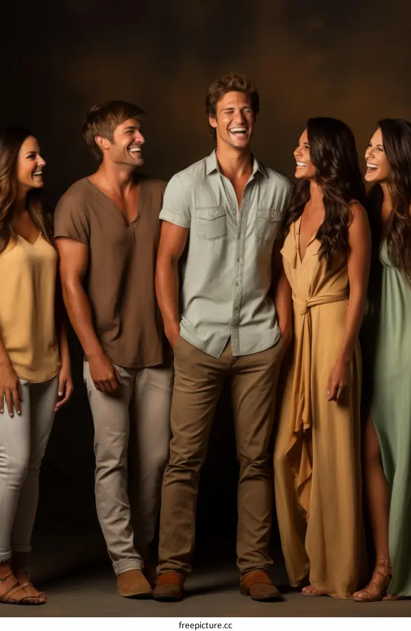 Portrait of a group of five smiling friends