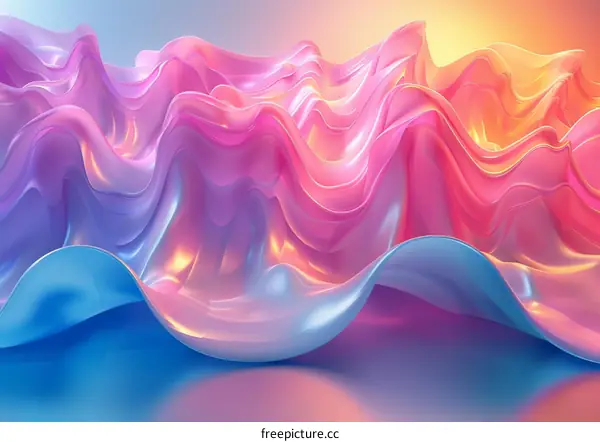 Colorful 3D rendering of a wavy surface with a blue base.
