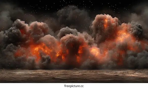 Explosion Background with Smoke and Fire