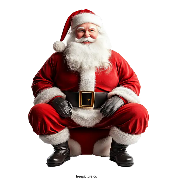[Transparent Background PNG]Santa Claus Sitting in Christmas Costume