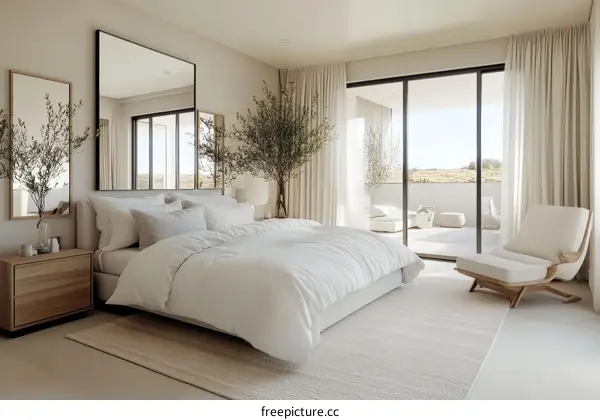 Modern Minimalist Bedroom Interior Design Illustration