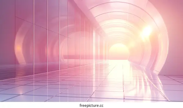 Pink Futuristic Corridor Perspective