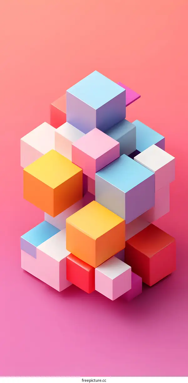 Abstract Colorful Cubes Geometric Background