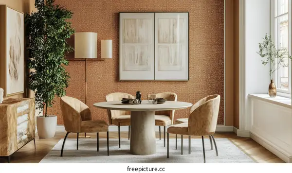 Dining Room Interior with Beige Decor