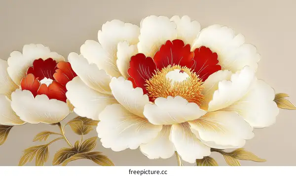 Elegant Floral Peony Illustration Art