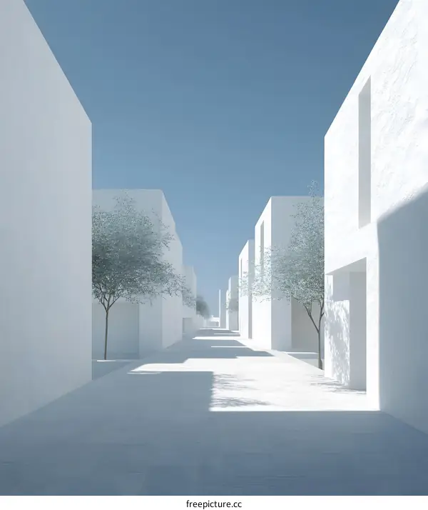 Minimalist White Architecture with Trees