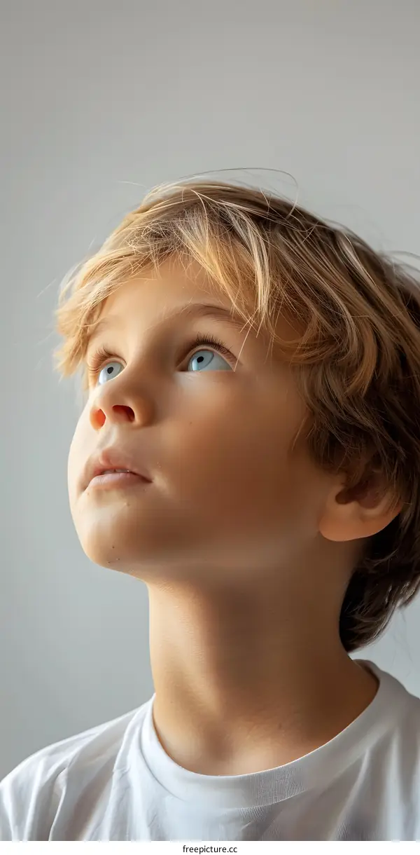 Young Blonde Boy Looking Up