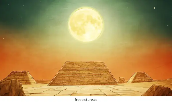 Ancient Pyramids Under the Moonlight