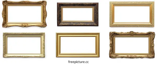 Assorted Antique Gold Picture Frames