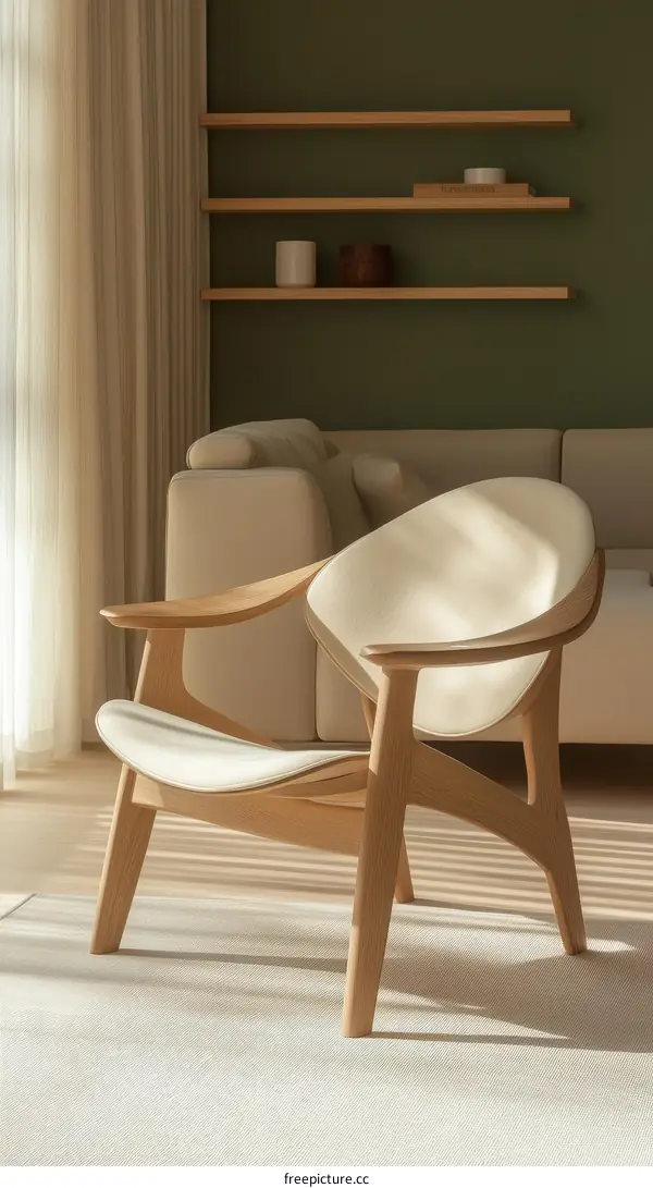 Modern Wooden Chair in a Cozy Living Room