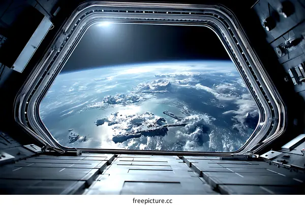 Outer Space View of Earth from a Spaceship