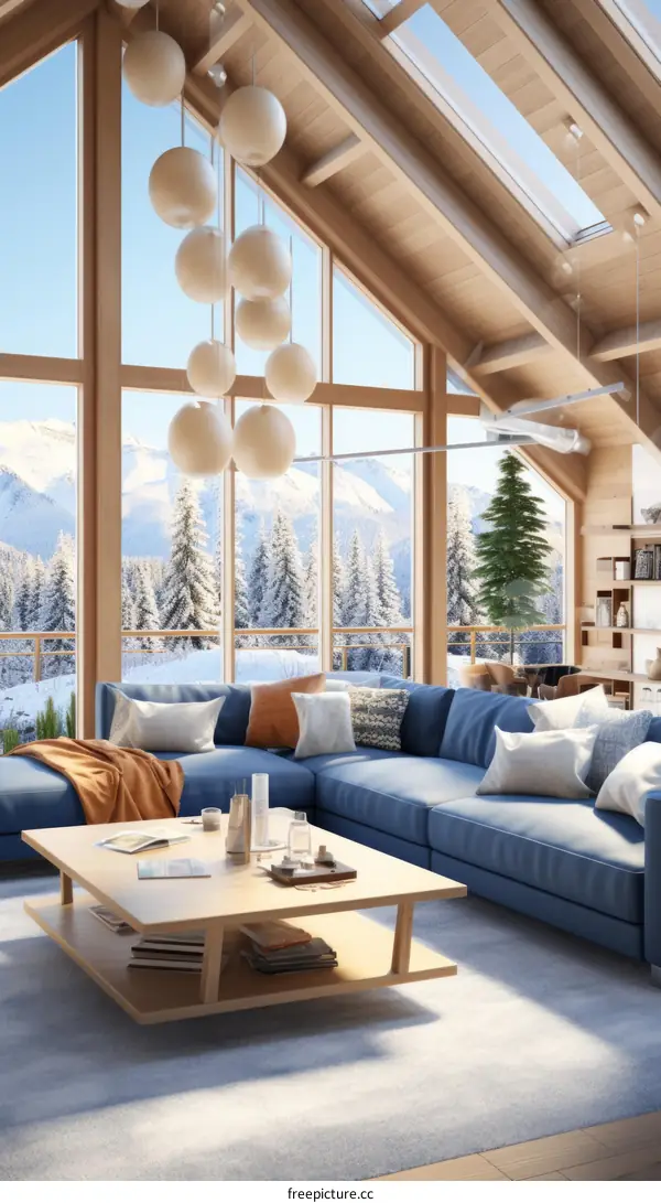 Modern Mountain Home Living Room with Stunning Views