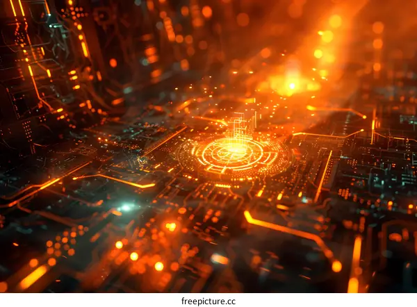 Abstract Futuristic Digital Technology Background with Circuit Board