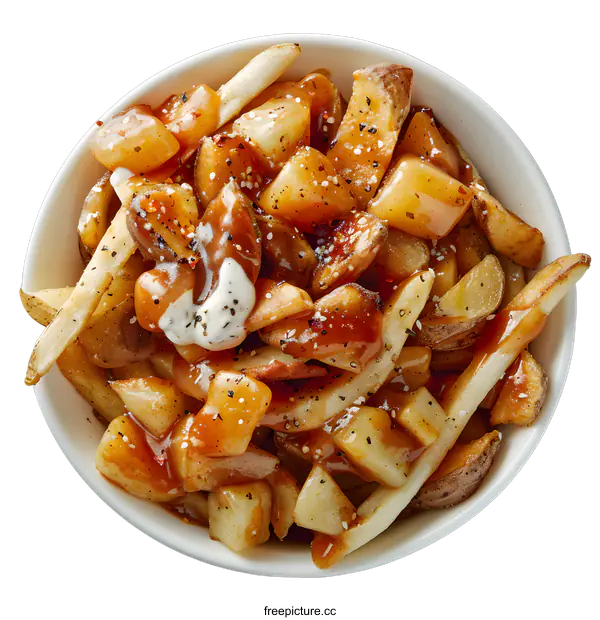 [Transparent Background PNG]Bowl of Disco Fries with Gravy and Cheese