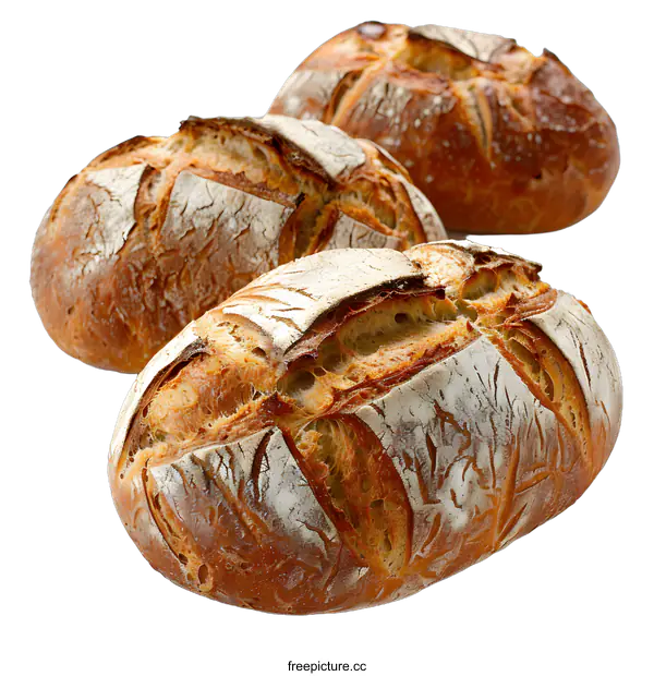 [Transparent Background PNG]Three loaves of bread on a white background