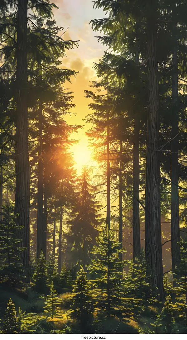 Golden Sunset in the Forest