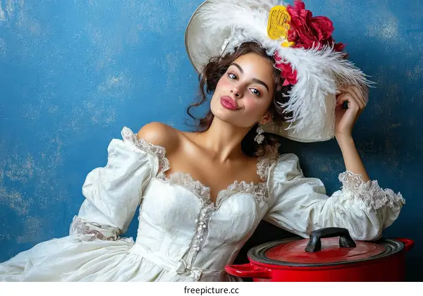 Elegant Lady in Vintage Style Dress