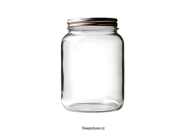 [Transparent Background PNG]Empty Glass Jar with Metal Lid