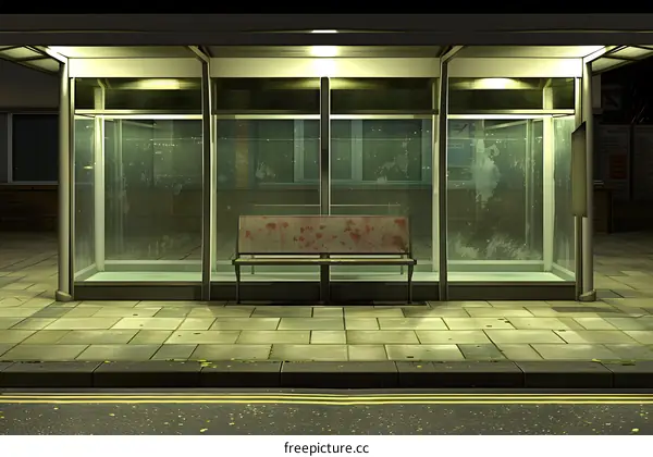 Empty Bus Stop at Night