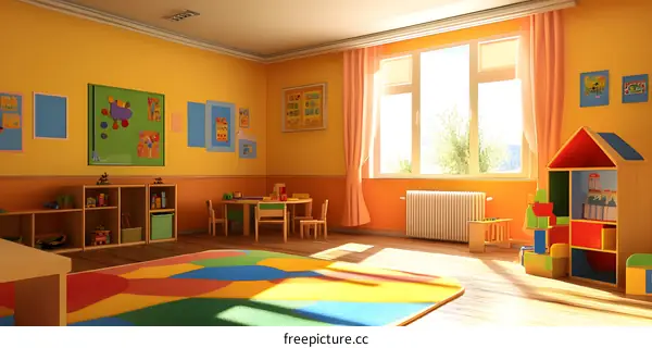 Colorful Playroom With Wooden Toys