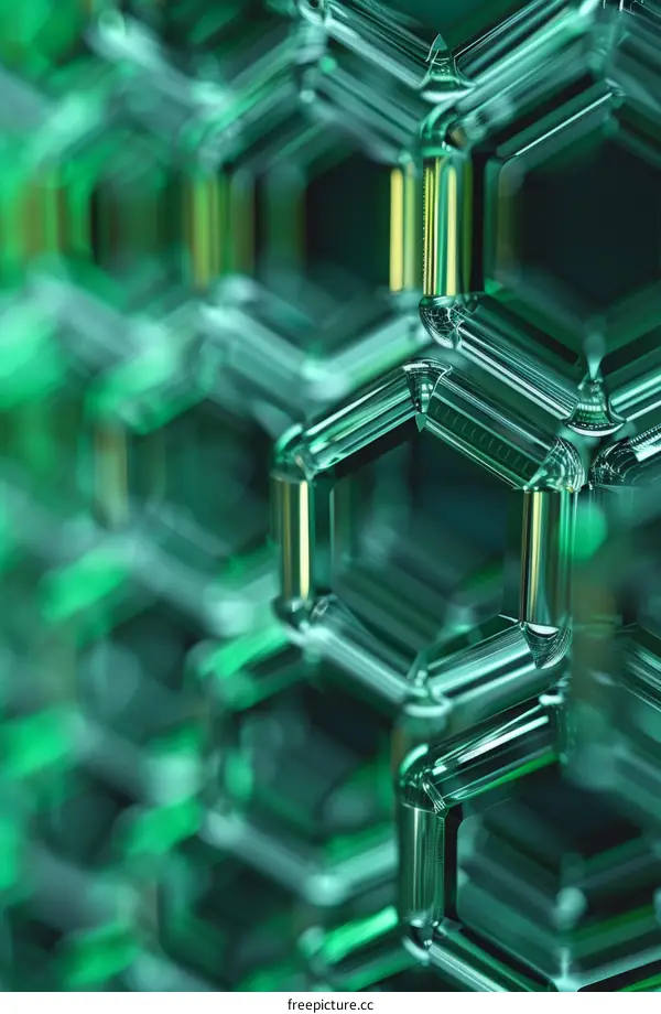 Abstract Green Glass Hexagon Pattern