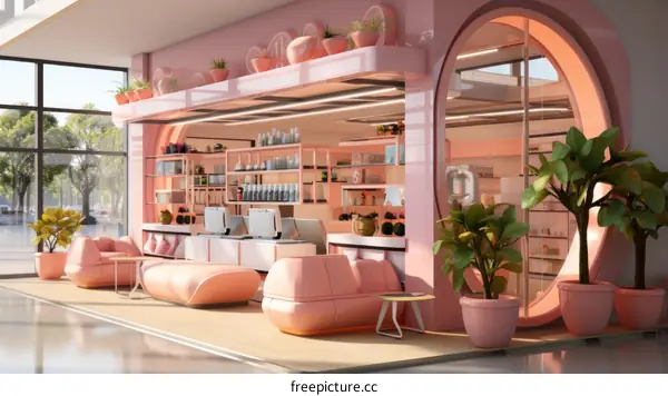 Pink Modern Minimalist Store Interior Design Ideas