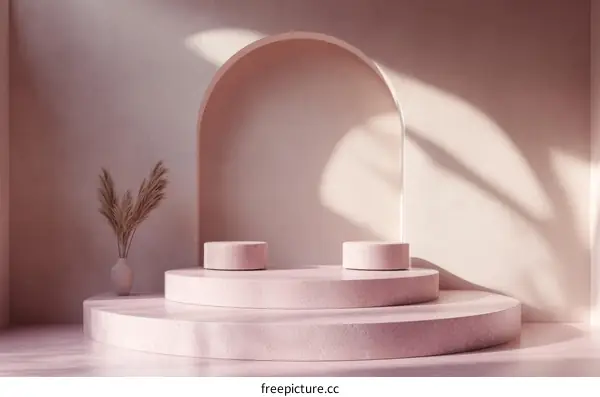 Pink Minimalist Product Display Stage