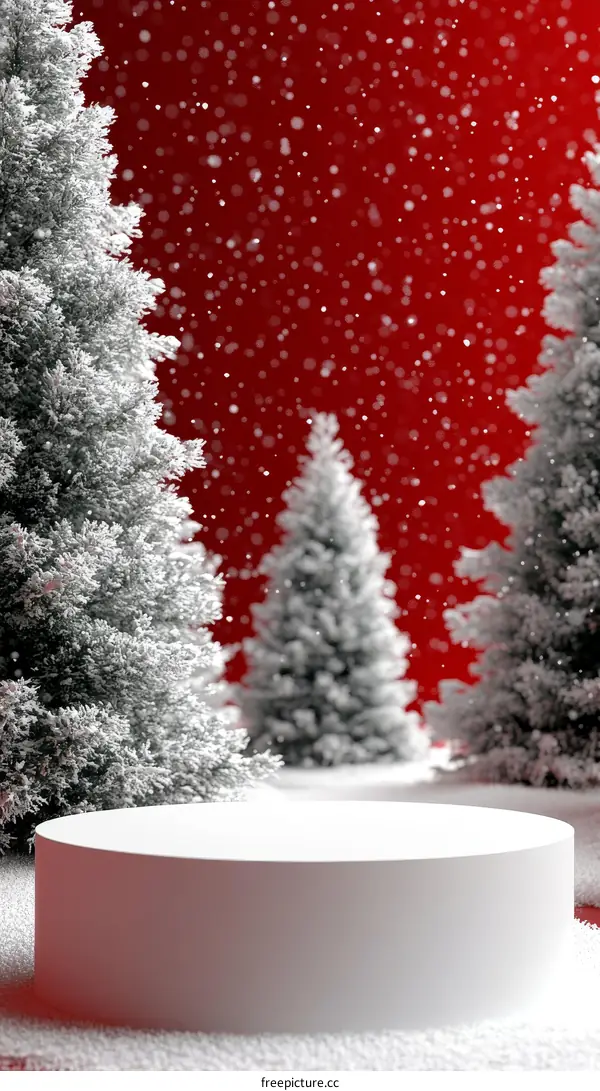 Snowy Forest Display Podium Mockup