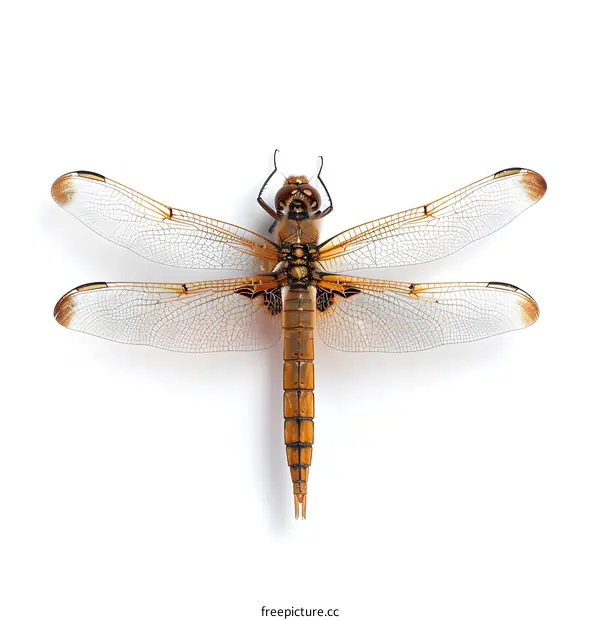 A dragonfly perches on a white surface