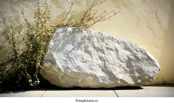 Large Stone Outdoor Decorated with Plants