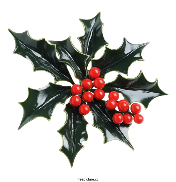 [Transparent Background PNG]Christmas Holly Decoration Close-up