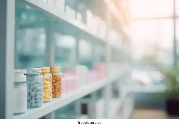 Pharmacy Shelf with Medicine Jars