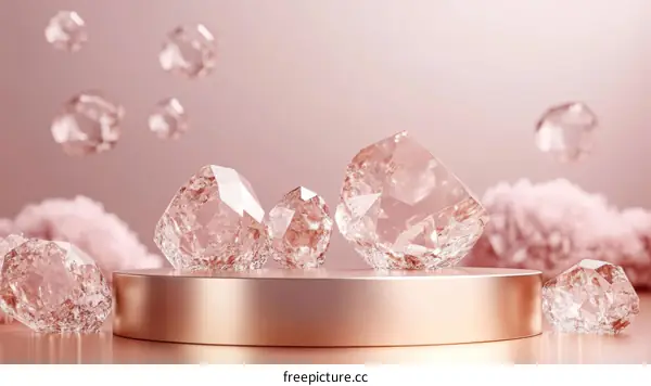 Rose Gold Display Podium with Crystals