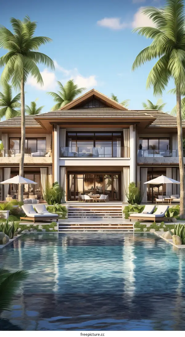 A luxurious villa with a private pool and stunning ocean views