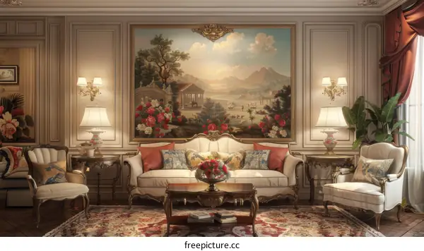 Elegant Living Room Interior Design Illustration