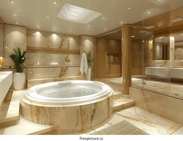 Luxury Interior Design of a Luxurious Bathroom with Jacuzzi