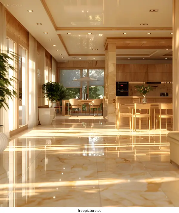 Modern Kitchen Interior Design with Wood and Marble