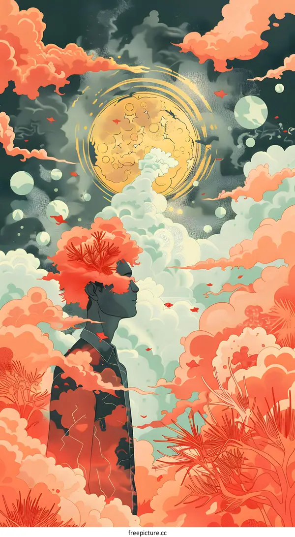 Man and the Moon: A Celestial Dreamscape