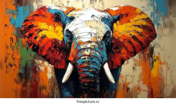 Vibrant Elephant Portrait Painting